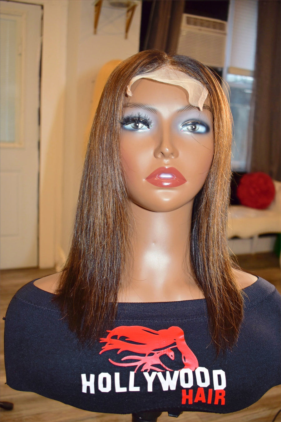 HD Lace 4x4 "Starlet" Straight 12"~Customized 1B/30 Closure wig|Platinum Collection