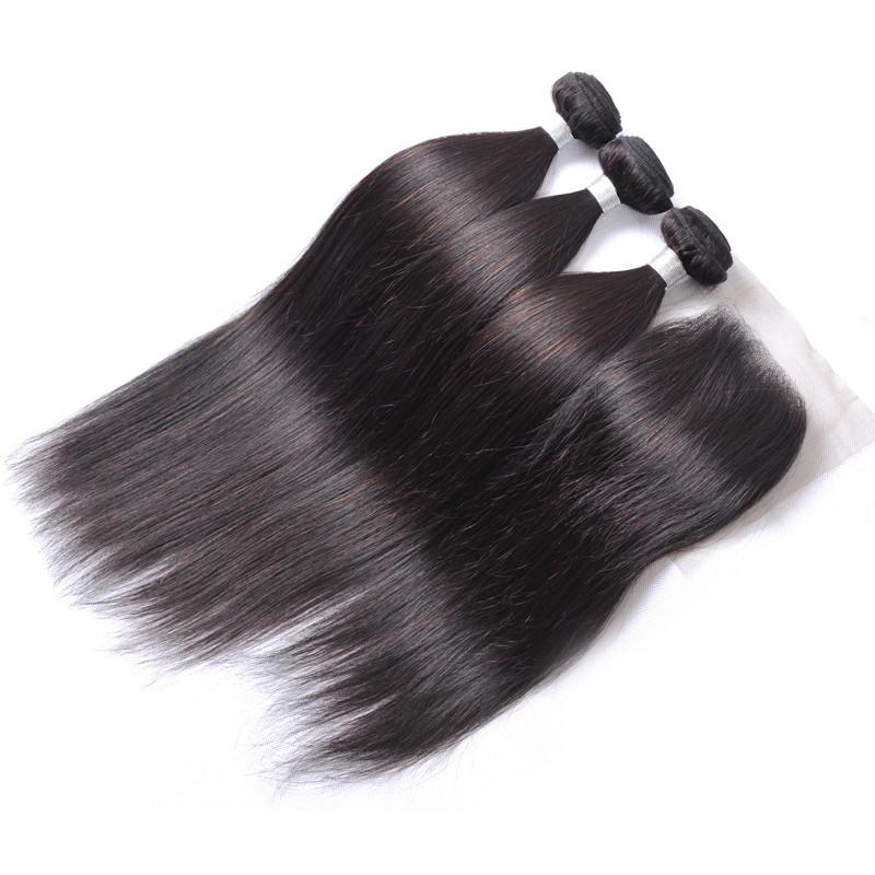 THREE BRAZILIAN "STARLET" STRAIGHT BUNDLES + 5X5 HD LACE CLOSURE