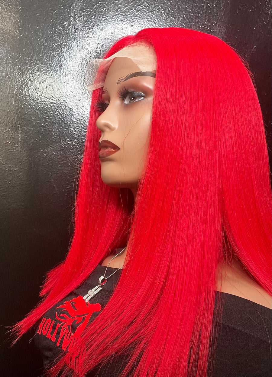 HD Lace 5x5 14” “Starlet” Custom Colored Red Straight Wig ~ Platinum Collection | Bright Silky Finish