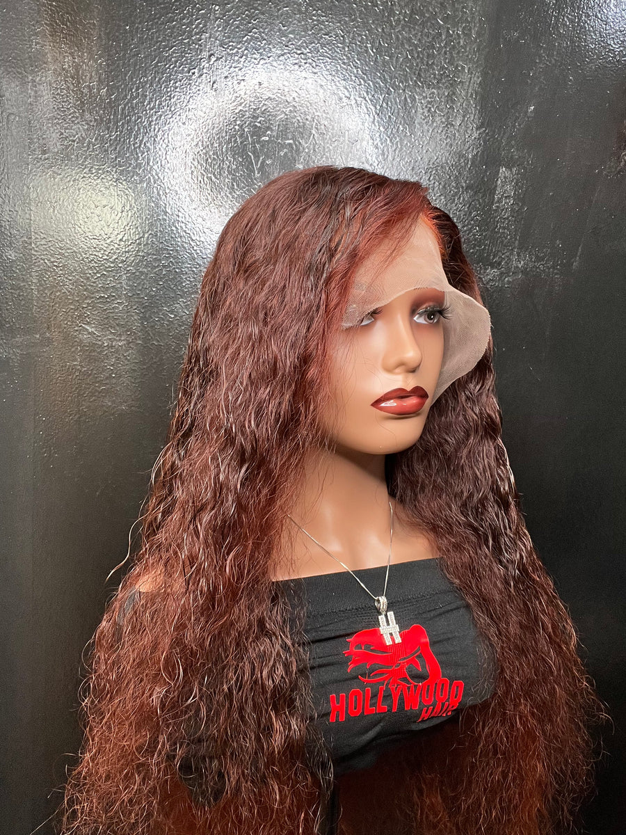 HD Lace 13x4 “Wet & Wild” Custom Colored Auburn Aqua Water Wave Wig ~ Platinum Collection | Wet Look Finish