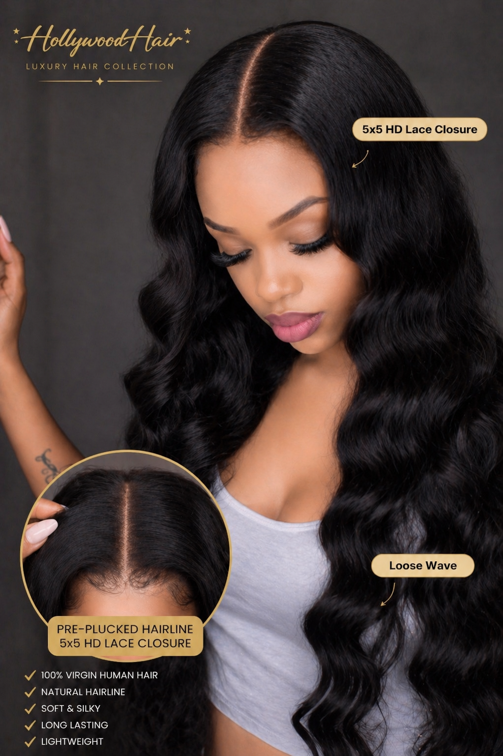 HD Lace 5X5 "LoLa" Loose Wave Closure ~ Platinum Collection | Brazilian Virgin Hair