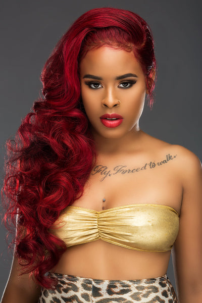THREE BADDIE BODY WAVE BUNDLE DEALS + 20" 5X5 HD (hair color is 1B)