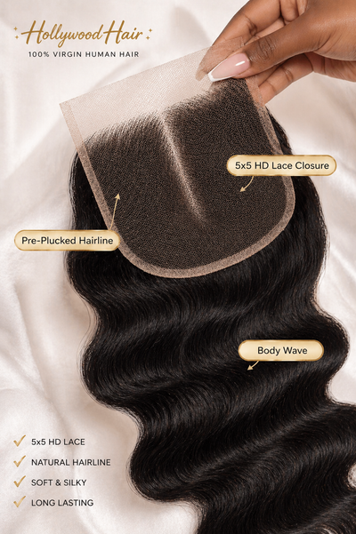HD Lace 5X5  "Baddie" Body Wave Closure ~ Platinum Collection|Baddie Melt