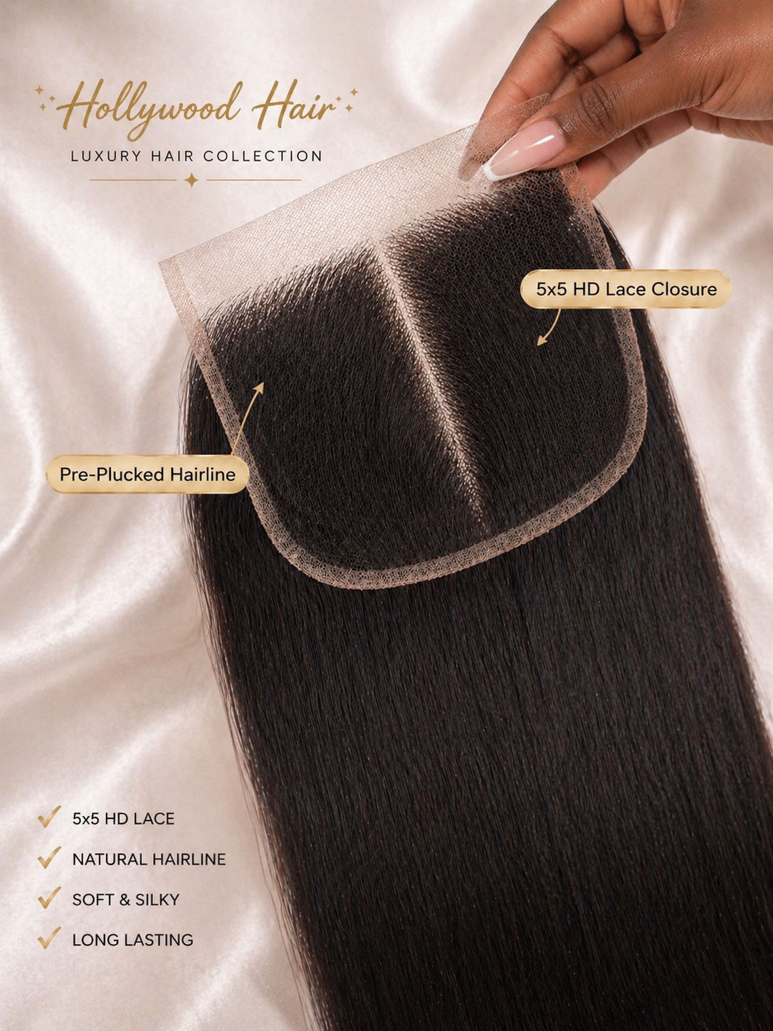 HD Lace 5X5 "Starlet" Straight Closure ~ Platinum Collection | Brazilian Virgin Hair~Silky Straight Melt