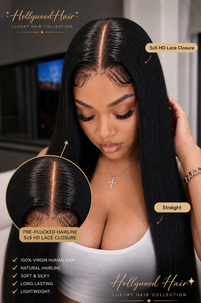 HD Lace 5X5 "Starlet" Straight Closure ~ Platinum Collection | Brazilian Virgin Hair~Silky Straight Melt