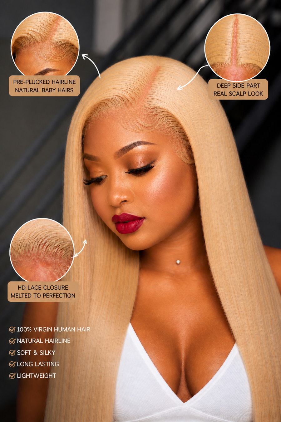 Platinum HD Lace 13X4 Blonde "STARLET" Straight Frontal-RAW Hair- Flawless Melt