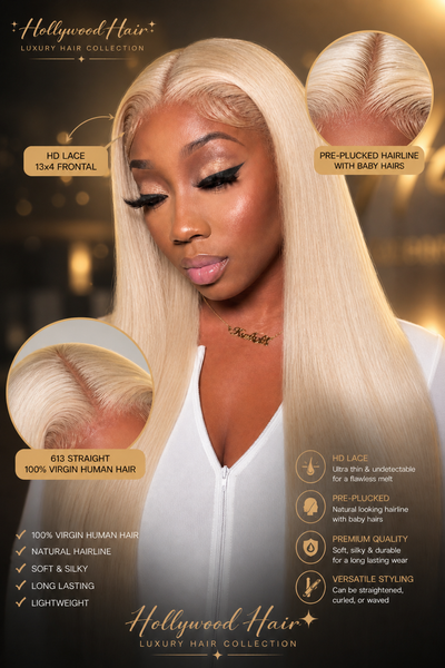 HD Lace 13X4 Blonde "STARLET" Straight Frontal~ Platinum Collection|RAW Hair~Flawless Melt