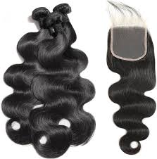 THREE BRAZILIAN "BADDIE" BODY WAVY BUNDLES +5x5 HD LACE CLOSURE